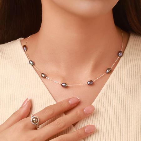 Purple Baroque Pearl Tincup Necklace