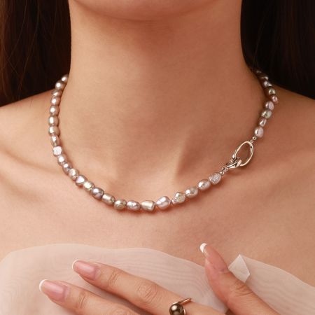Gray Baroque Pearl Necklace