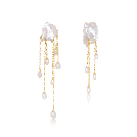 Clouds Raindrops Freshwater Pearl Earrings