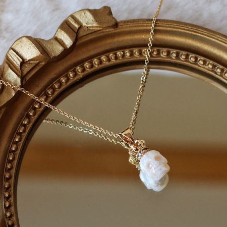 Skull Freshwater Pearl  Necklace