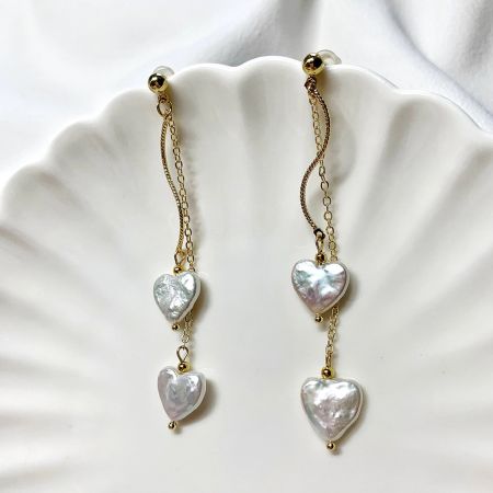 Heart Freshwater Pearl Earrings