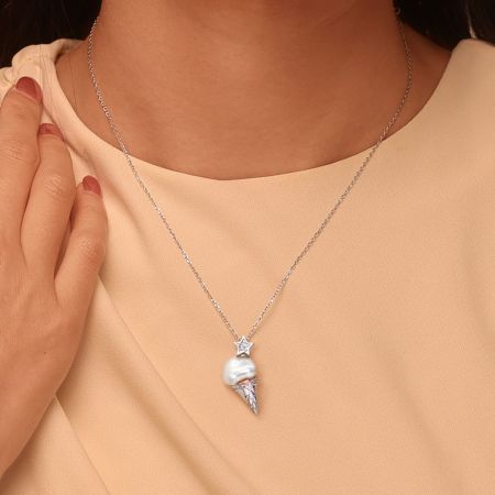 Ice Cream  Freshwater Pearl Pendant Necklace