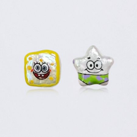 Asymmetrical Animated Characters Stud Earrings