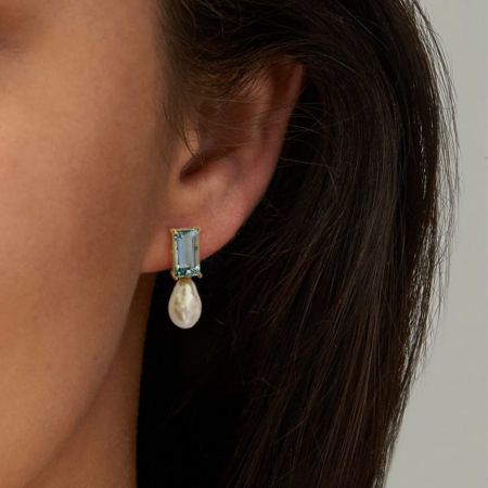 Blue Aquamarine Drop Earrings