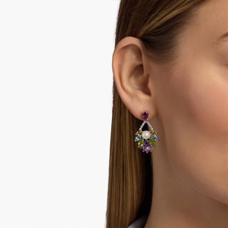 Multi Coloured Stones Drop Earrings