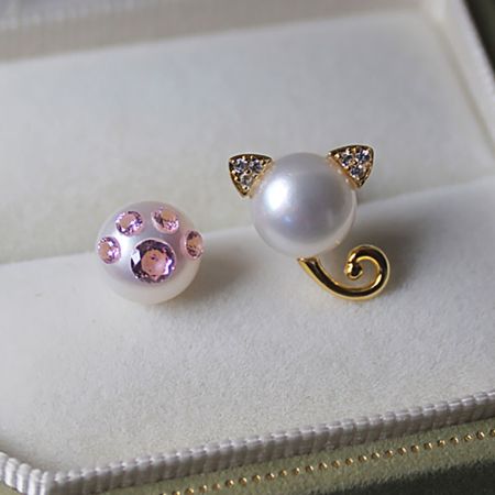 Cat and Paws Stud Earrings
