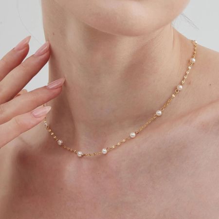 Pearl Bridal Wedding Tincup Necklace
