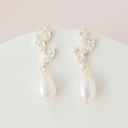 Pearl Bridal Wedding Drop Earrings