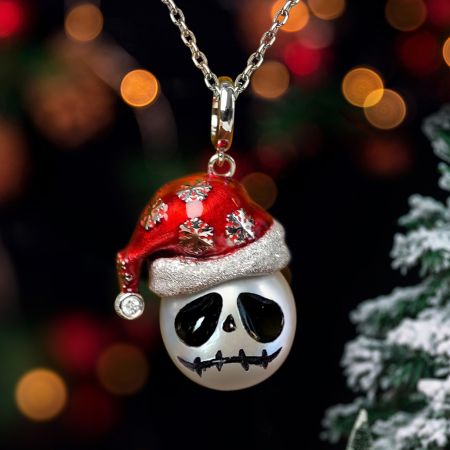 Santa Hat Skull Pendant Necklace