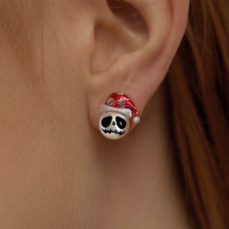 Santa Hat  Skull Stud Earrings