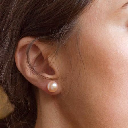 Pink Pearl Stud Earrings