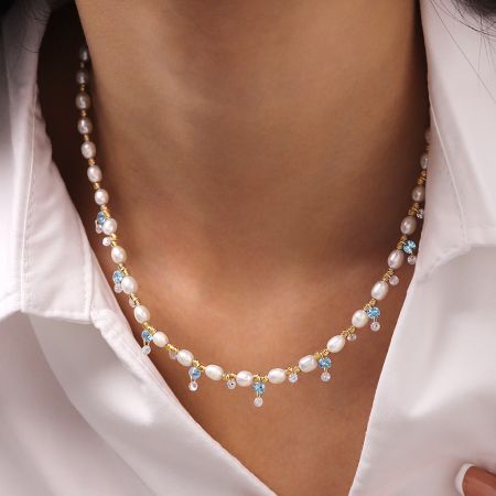 Blue Sparkle Strand Necklace