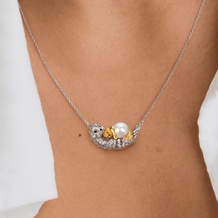 Otter Mother Holding Her Baby Necklace