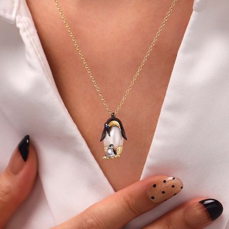 Penguin Mother And Her Baby Necklace