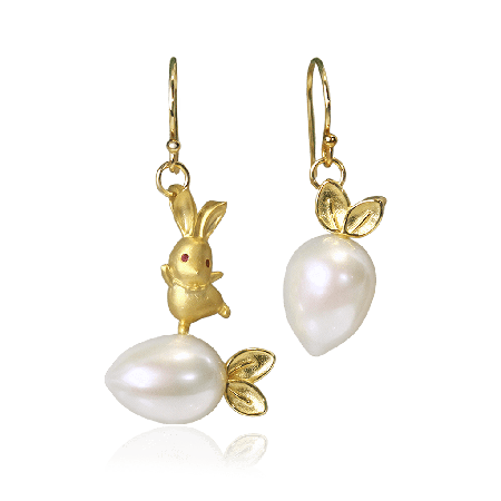 Rabbit On Carrot Drop Earrings
