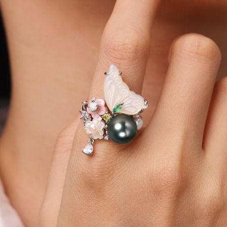 Flowers And Butterfly Ring