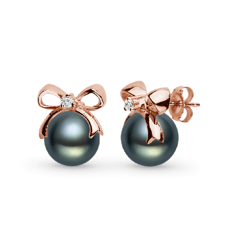 Bow Black Pearl Drop Earrings