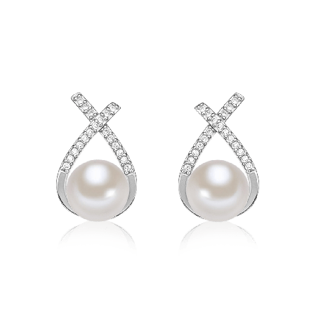 Round Pearl Stud Earrings
