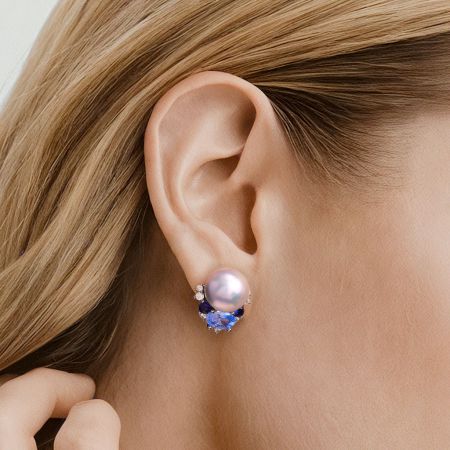 Blue Aquamarine Stud Earrings