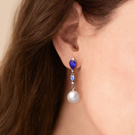Blue Sapphire Drop Earrings