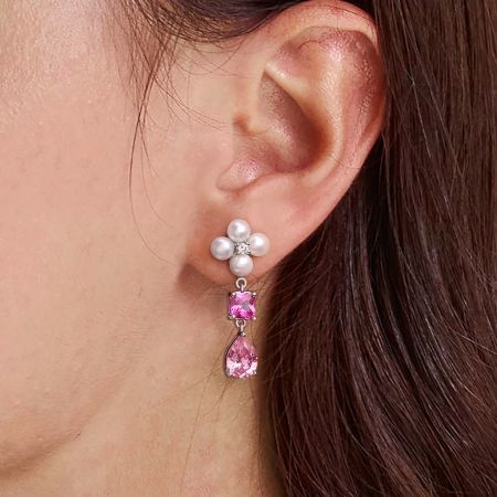 Asymmetry Flower Drop Earrings