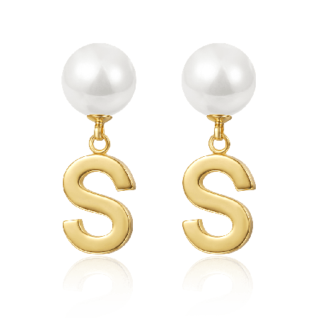 Personalized Letter Pearl Drop Earrings