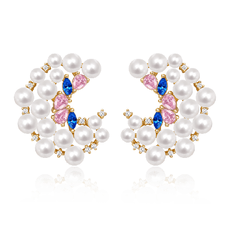 C Circle Stud Earrings