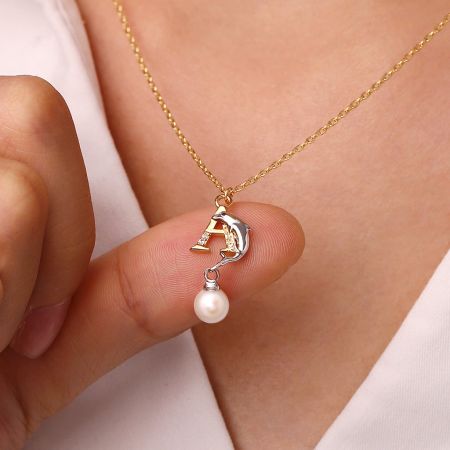 Dolphin Personalized Letter Necklace