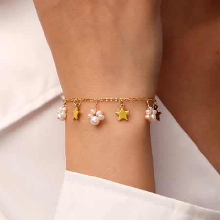 Dog Paw Star Freshwater Pearl Bracelet