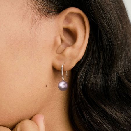 Purple Pearl Drop Earrings