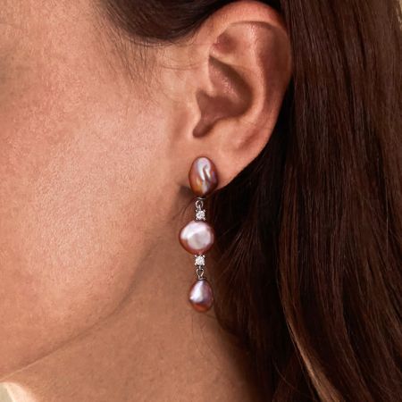 Purple Pearl  Earrings