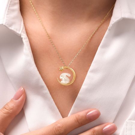 Moon Rabbit Pendant Necklace