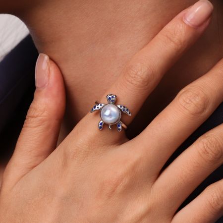 Sea Turtle Freshwater Pearl Ring