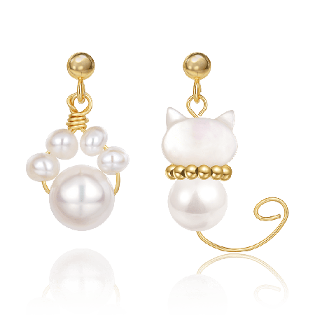Cat And Paw Drop Earrings