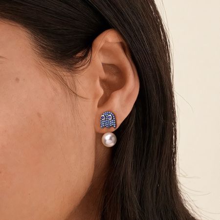 Bean Monster Pearl Drop Earrings