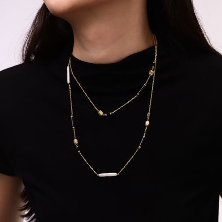 Black Onyx And Baroque Pearl Necklace