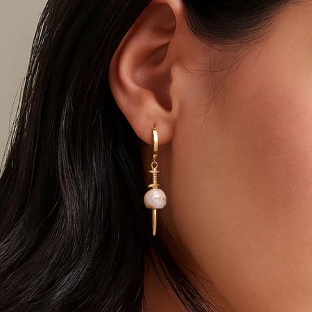 Sword Carved Skull Pearl Drop Earrings