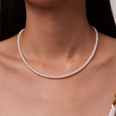 5A Quality 4mm Freshwater White Pearl Strand Necklace