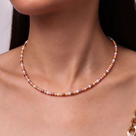 5A Quality 4mm Multicolor Pearl Strand Necklace