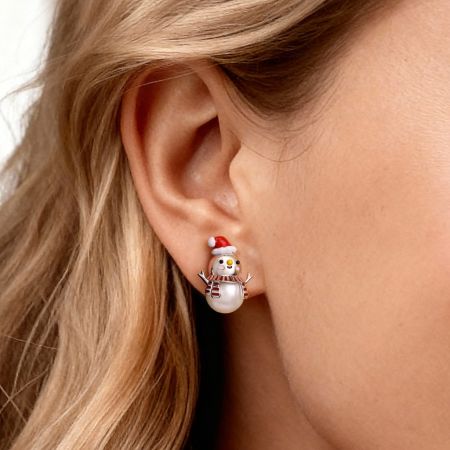 Snowman Pearl Earrings