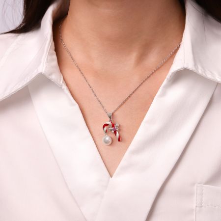 Candy Cane Pendant Necklace