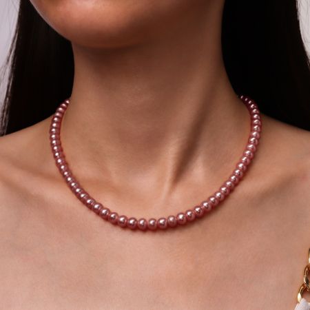 5A Quality 6mm Freshwater Purple Pearl Strand Necklace