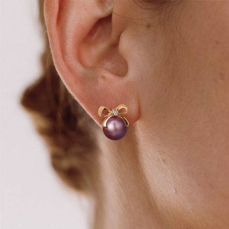 Purple Pearl Drop Earrings