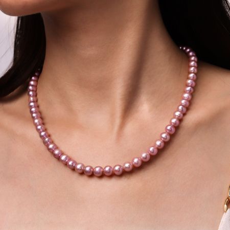 5A Quality 7mm Freshwater Purple Pearl Strand Necklace