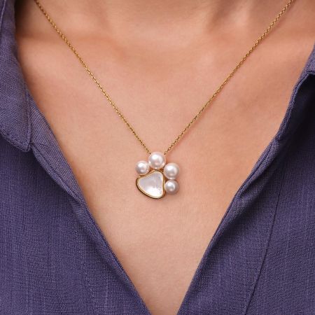 Paw Pearl Necklace