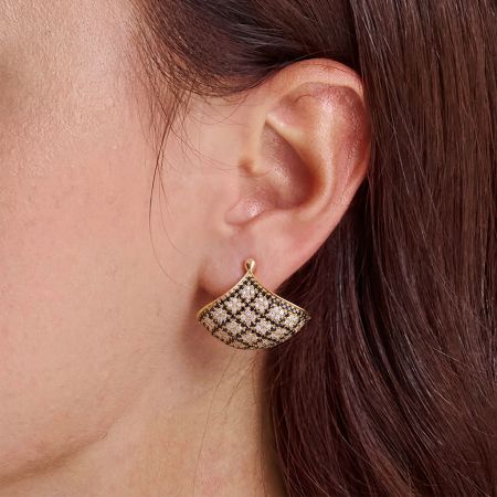 Plaid Fan Earrings