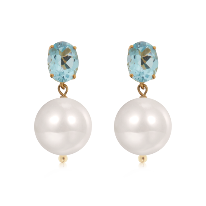Blue Topaz Pearl Drop Earrings