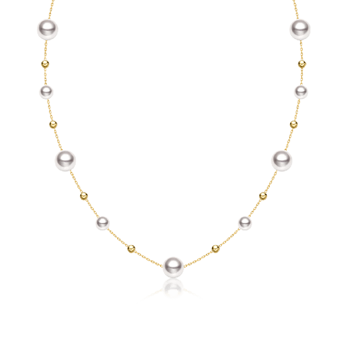 White Round Pearl Tincup Necklace