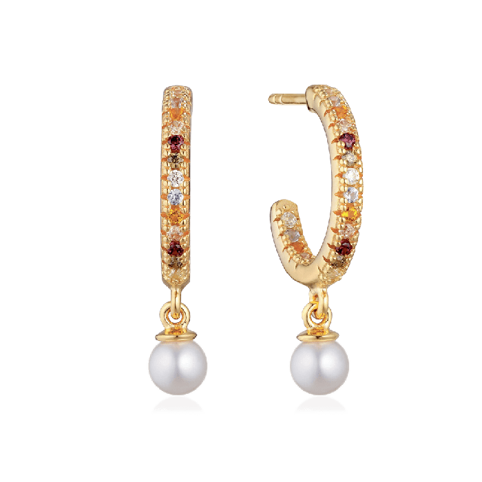 Round Pearl Hoop Earrings