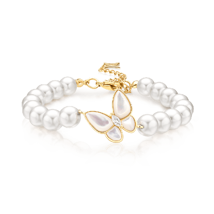 Butterfly Freshwater Pearl Chain Bracelet